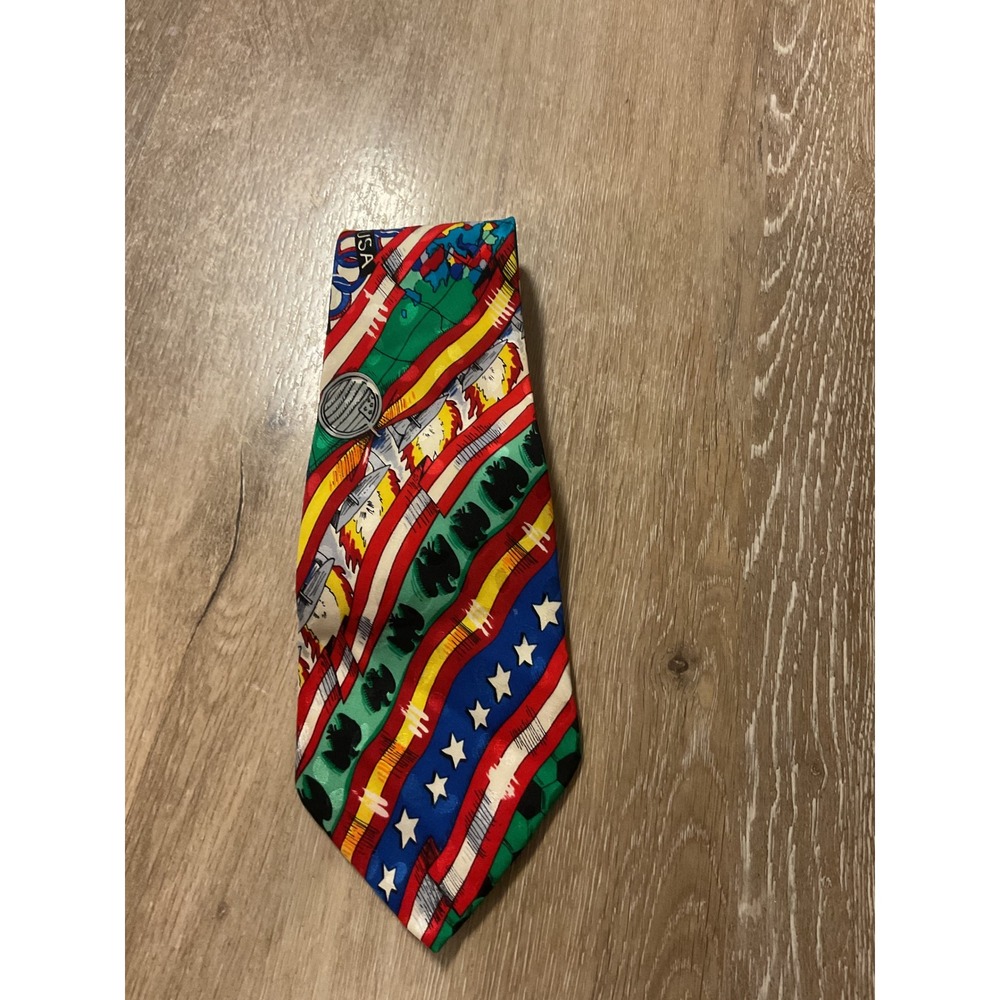 Vintage Nicole Miller 1992 USA Olympic Games Silk Tie Sports Novelty Print